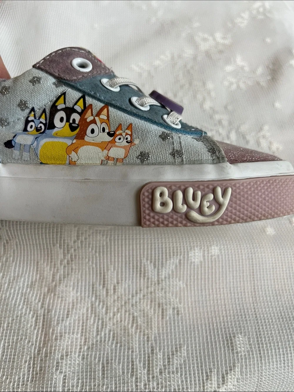 Kids' Bluey & Bingo Sneakers in Pink, Blue & White Slip On Style